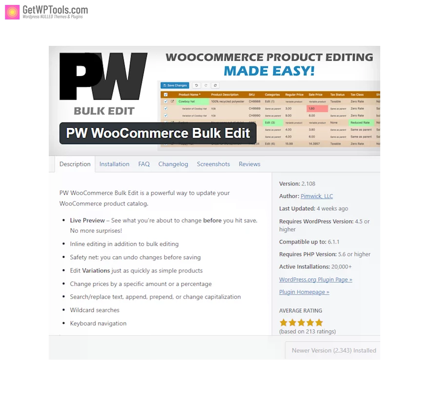 Pimwick Woocommerce Bulk Edit Pro